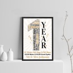 Personalised Word Art 1st Wedding Anniversary Gift Husband Wife