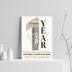 Personalised 1st Wedding Anniversary Gift For Husband Wife Print