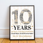 Personalised Word Art 10th Wedding Anniversary Gift For Husband 