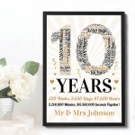 Personalised Word Art 10th Wedding Anniversary Gift For Husband 