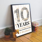 Personalised Word Art 10th Wedding Anniversary Gift For Husband 