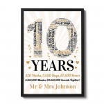 Personalised Word Art 10th Wedding Anniversary Gift For Husband 