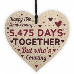 Handmade Wood Heart Gift To Celebrate 15th Wedding Anniversary