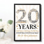 Personalised Word Art 20th Wedding Anniversary Gift For Husband