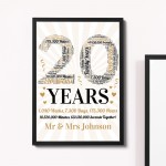 Personalised Word Art 20th Wedding Anniversary Gift For Husband