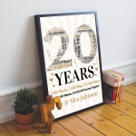 Personalised Word Art 20th Wedding Anniversary Gift For Husband