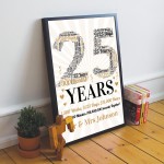 Personalised Word Art 25th Wedding Anniversary Gift Husband Wife