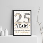 Personalised Word Art 25th Wedding Anniversary Gift Husband Wife