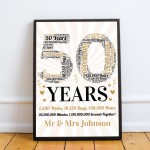 Personalised 50th Wedding Anniversary Gift For Husband Wife