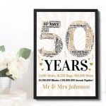 Personalised 50th Wedding Anniversary Gift For Husband Wife