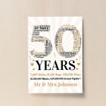 Personalised 50th Word Art 50th Wedding Anniversary Gift