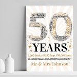 Personalised 50th Word Art 50th Wedding Anniversary Gift