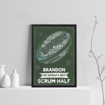 PERSONALISED Rugby Ball Word Art Wall Print Rugby Team Player