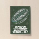 Personalised Rugby Player Gift Ball Wall Print Birthday Gifts