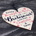 Personalised Thank You Gift For Bridesmaid Wood Heart Plaque