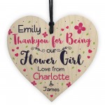 Personalised Thank You Gifts For Flower Girl Wooden Heart Plaque