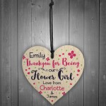 Personalised Thank You Gifts For Flower Girl Wooden Heart Plaque