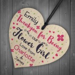 Personalised Thank You Gifts For Flower Girl Wooden Heart Plaque