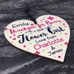 Personalised Thank You Gifts For Flower Girl Wooden Heart Plaque