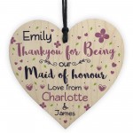 Personalised Thank You Gifts For Maid of Honour Wooden Heart 