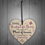 Personalised Thank You Gifts For Maid of Honour Wooden Heart 