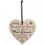 Personalised Thank You Gifts For Maid of Honour Wooden Heart 