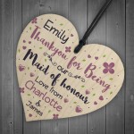 Personalised Thank You Gifts For Maid of Honour Wooden Heart 