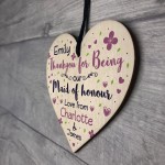 Personalised Thank You Gifts For Maid of Honour Wooden Heart 