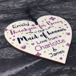 Personalised Thank You Gifts For Maid of Honour Wooden Heart 