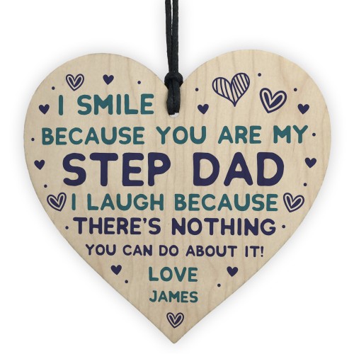 Step Dad Gifts Personalised Wood Heart Fathers Day Birthday Gift