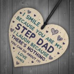 Step Dad Gifts Personalised Wood Heart Fathers Day Birthday Gift