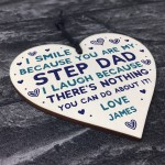 Step Dad Gifts Personalised Wood Heart Fathers Day Birthday Gift