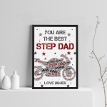 PERSONALISED Step Dad Gift Motorbike Biker Bike Print Framed