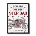 PERSONALISED Step Dad Gift Motorbike Biker Bike Print Framed