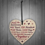 Anniversary Wooden Heart To Celebrate 10th Wedding Anniversary