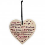 Anniversary Wooden Heart To Celebrate 16th Wedding Anniversary