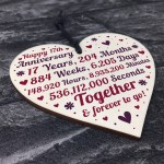 Anniversary Wooden Heart To Celebrate 17th Wedding Anniversary