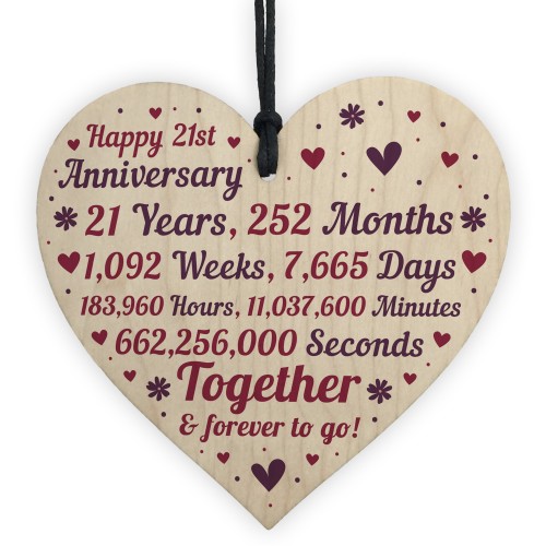 Anniversary Wooden Heart To Celebrate 21st Wedding Anniversary