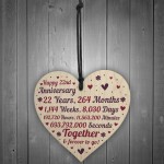 Anniversary Wooden Heart To Celebrate 22nd Wedding Anniversary