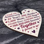 Anniversary Wooden Heart To Celebrate 25th Wedding Anniversary