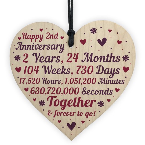 Anniversary Wooden Heart To Celebrate 2nd Wedding Anniversary