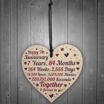Anniversary Wooden Heart To Celebrate 7th Wedding Anniversary