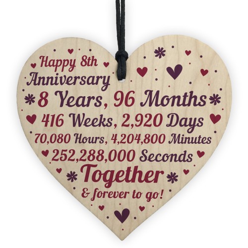 Anniversary Wooden Heart To Celebrate 8th Wedding Anniversary