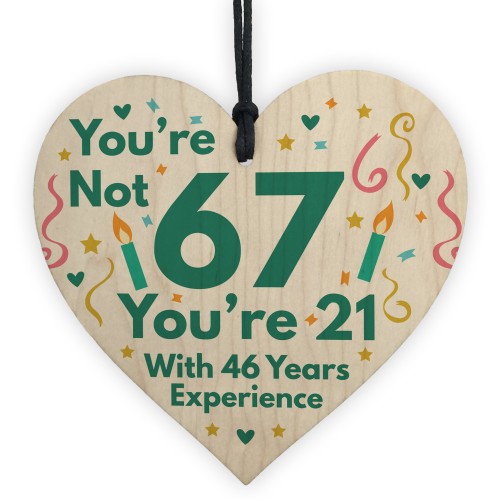 Funny Birthday Gifts Novelty 67th Birthday Gift Wood Heart Card