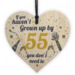 Funny Happy Birthday 55th Wood Heart Man Wife Grandma Grandad