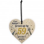 Funny Happy Birthday 59 Wood Heart Man Wife Grandma Grandad