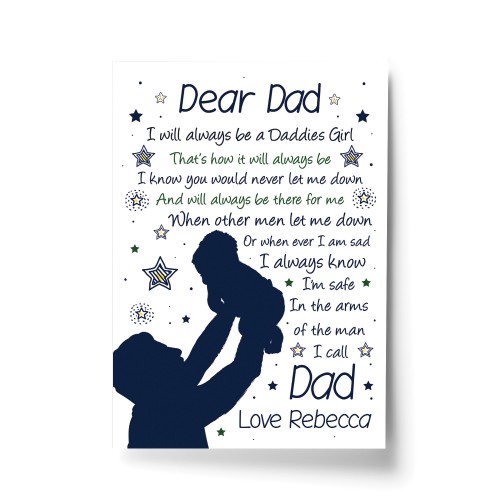 Dad Gift Personalised Daddy Daughter Gift Daddies Girl Birthday