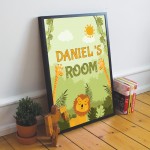 Personalised Any Names Boys Bedroom Sign Animal Print Framed