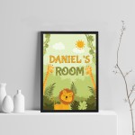 Personalised Any Names Boys Bedroom Sign Animal Print Framed