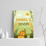 Personalised Bedroom Sign For Boys Animal Print Nursery Decor